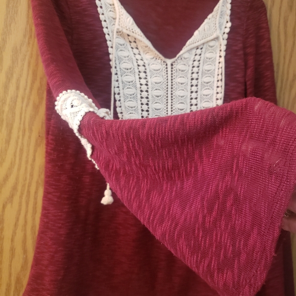 Pretty, see through, burgundy boho blouse. Great shape. Size small - Picture 2 of 5